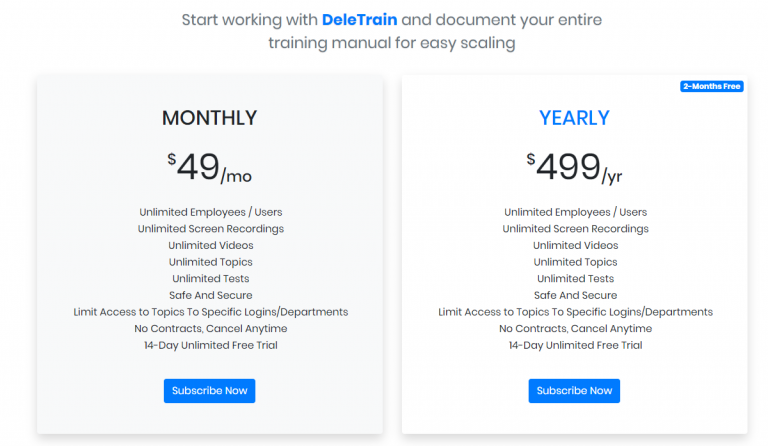 Deletrain pricing