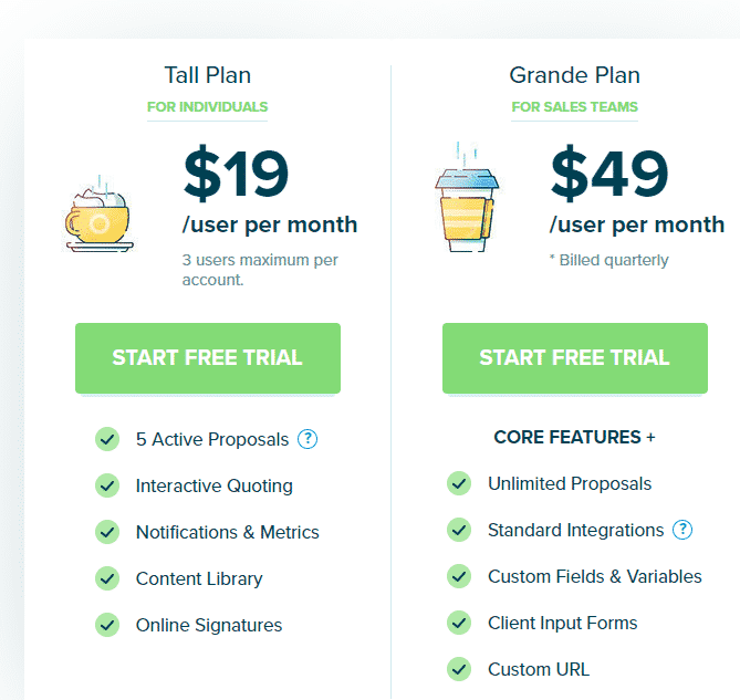 proposify pricing - proposal software