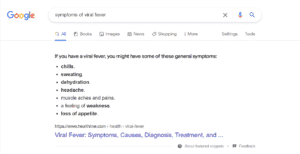 the unordered list google feature snippet